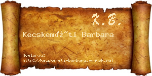 Kecskeméti Barbara névjegykártya
